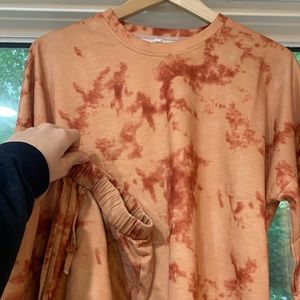 orange tie die loungewear set